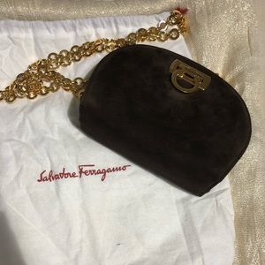 Salvatore Ferragamo suede brown purse